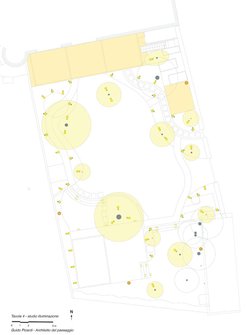 Lighting design per giardino mediterraneo. Guido Picardi, architetto del paesaggio