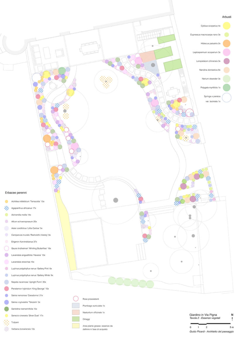 Planting design per giardino mediterraneo. Guido Picardi, architetto del paesaggio